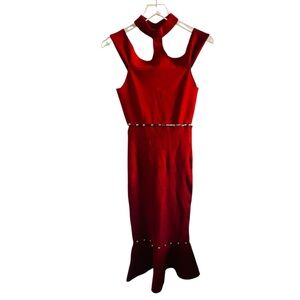 Bebe Laura Button Chili Pepper Detail Cutout Dress